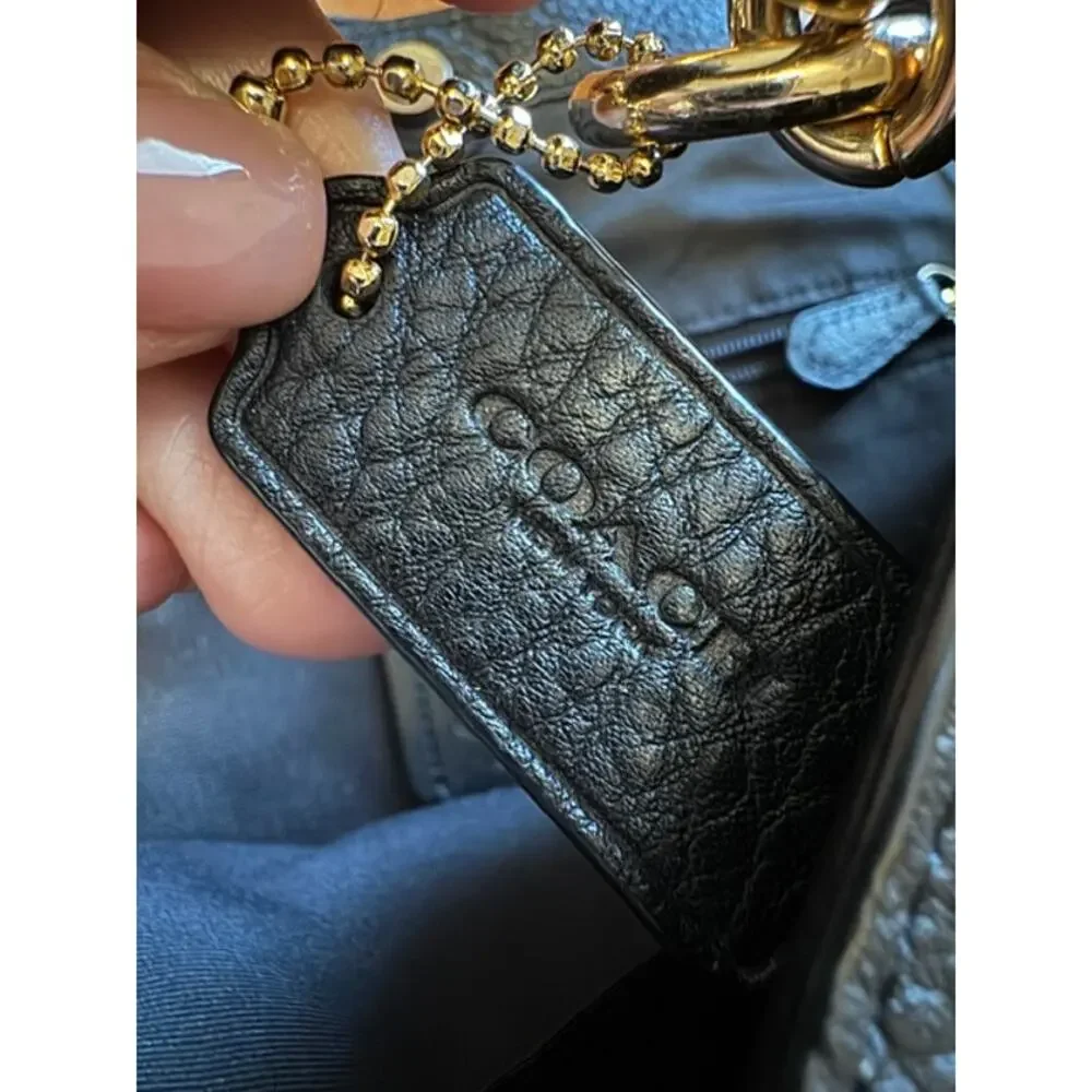 Coach Classic 2017 Lexy Black Pebble Leather Shoulder Bag Gold Hardware
